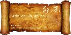 Szűcs Balázs névjegykártya